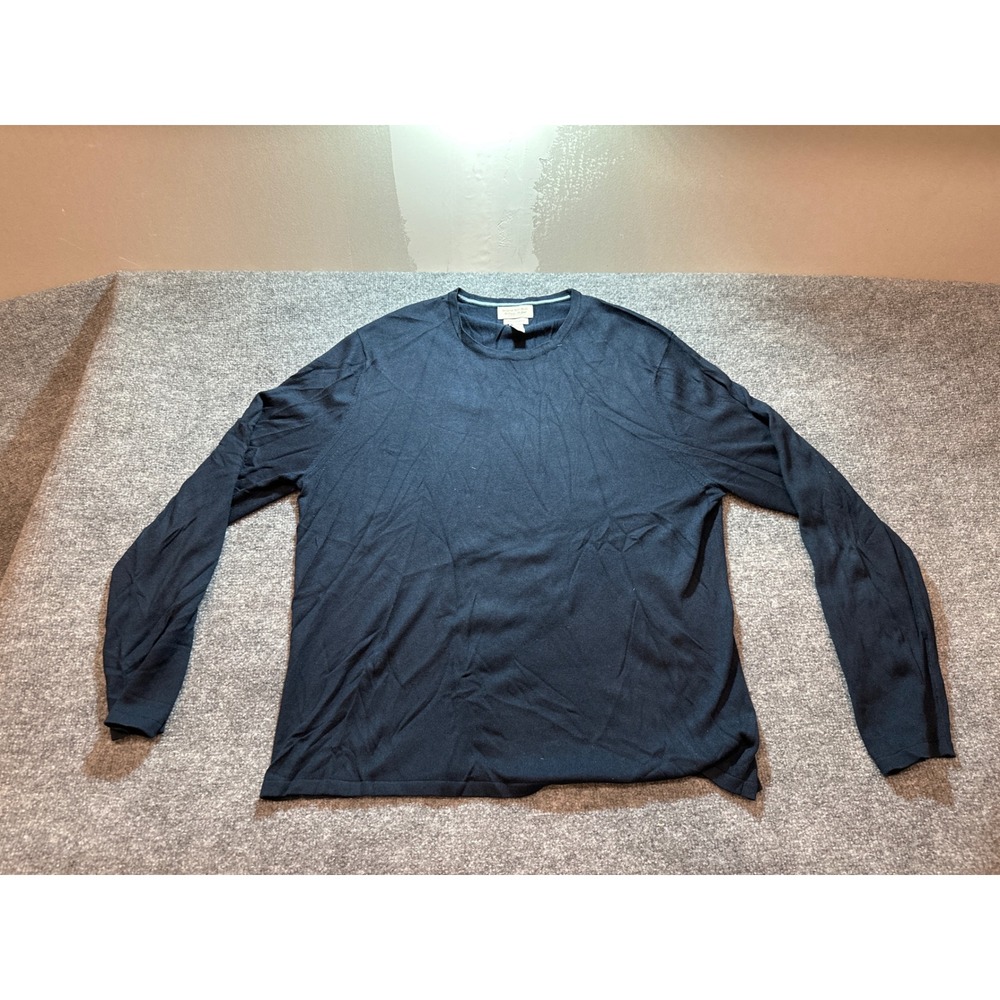 Y2K Vintage Banana Republic XL Silk Cashmere Sweater Navy